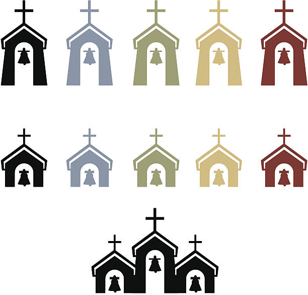 ilustrações, clipart, desenhos animados e ícones de igreja campanários - church steeple vector christianity