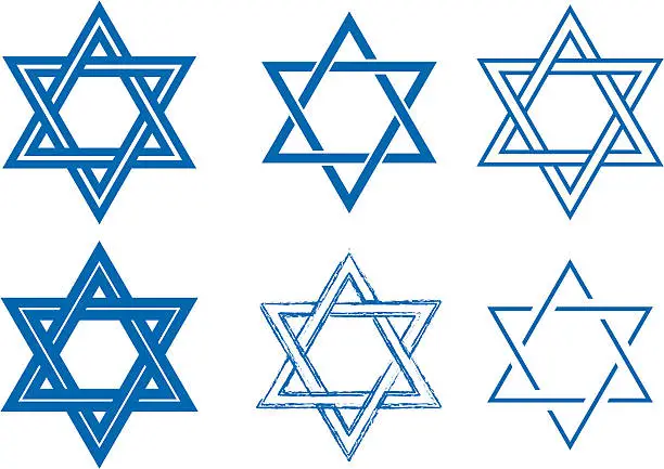 Vector illustration of The Star of David, six detailed vector designs