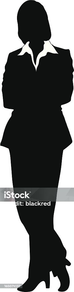Вектор-силуэт Деловая женщина стоя руки Corssed - Векторная графика Белый фон роялти-фри
