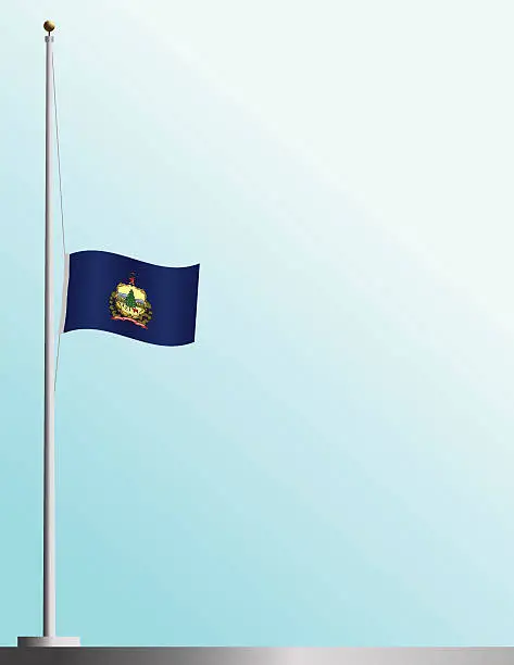 Vector illustration of Flag of Vermont at Half-Staff