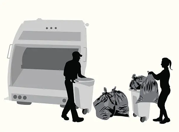 Vector illustration of Garbage Day Vector Silhouette
