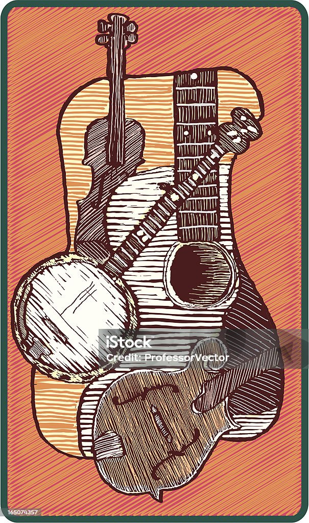 Concept de la musique Bluegrass - clipart vectoriel de Gravure sur bois libre de droits