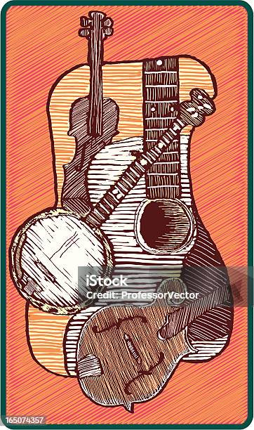 Vetores de Conceito De Música Bluegrass e mais imagens de Estampa Xilográfica - Estampa Xilográfica, Instrumento musical, Violino