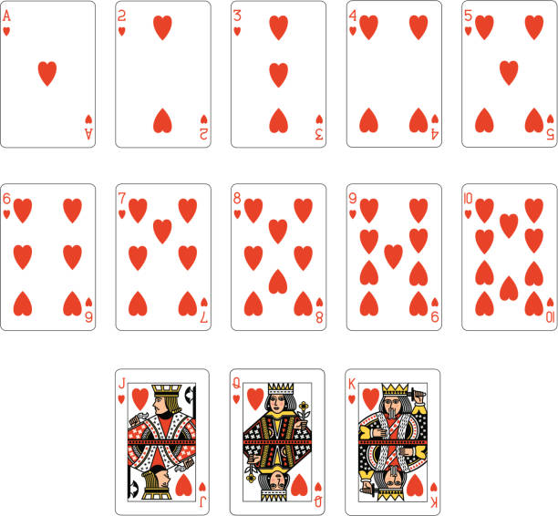 serce garnitur karty do gry - four of hearts stock illustrations