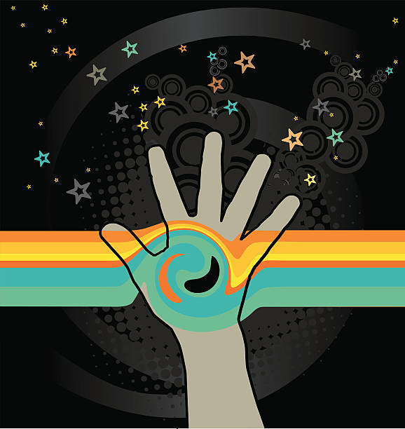 ilustrações de stock, clip art, desenhos animados e ícones de a magia toque - psychedelic alternative medicine touching human hand