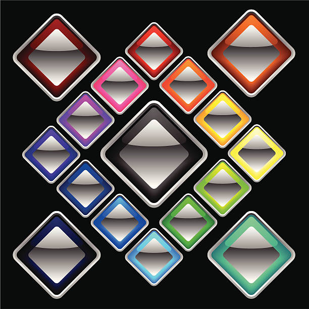 Colorful Glass Diamond Buttons vector art illustration