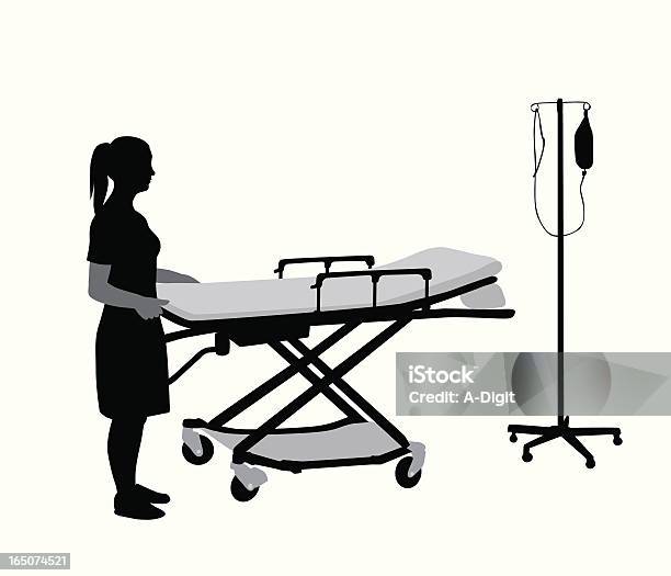 Ilustración de Hospitalworker y más Vectores Libres de Derechos de Cama - Cama, Vector, Gota a gota