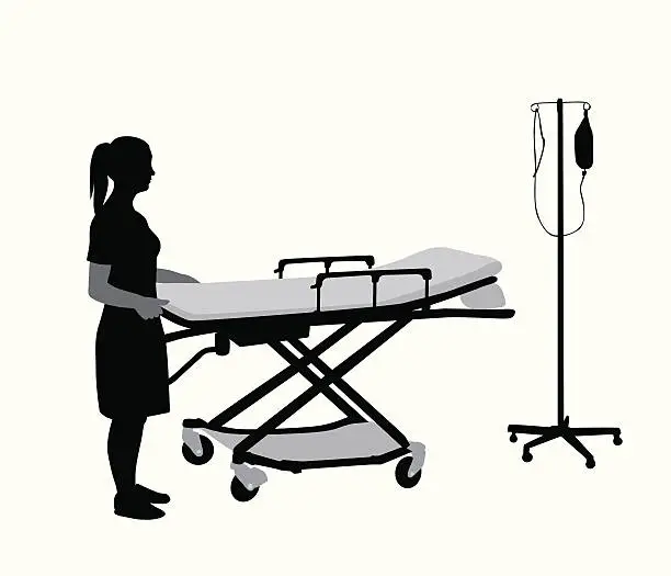 Vector illustration of Hospital Worker Vector Silhouette