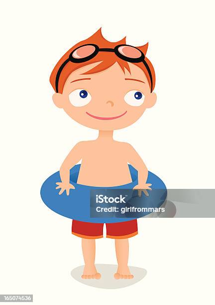 Boy With Innertube Stock Illustration - Download Image Now - Child, Boys, Children Only