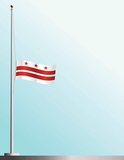 Flag of Washington DC at Half-Staff EPS, Layered PSD, High and Low-Resolution JPGs included. Flag of Washington DC flies at half-staff as a symbol of mourning. flag half mast stock illustrations