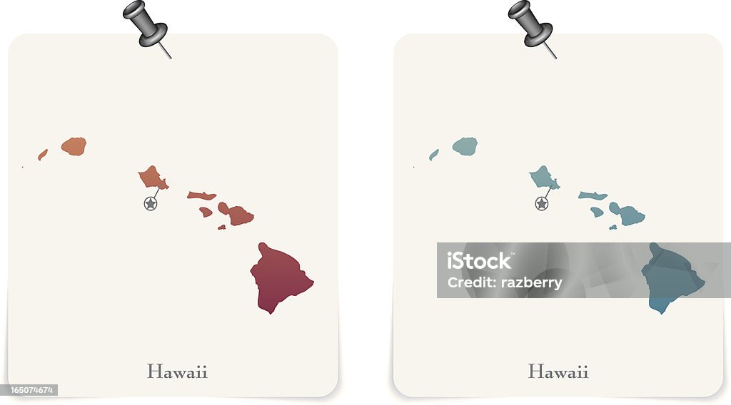 Hawaii state red and blue cards Hawaii Big Island - Hawaii Islands stock vector