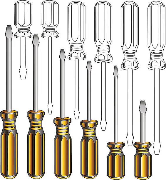 Vector illustration of Flathead Screwdriver Set