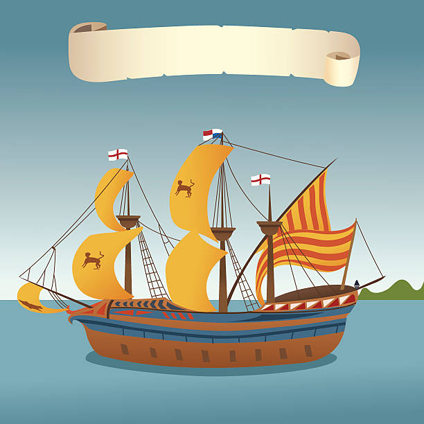 illustrations, cliparts, dessins animés et icônes de man o'war - sailing ship nautical vessel military ship brigantine