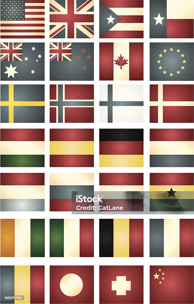 Collezione Vintage di bandiera mondo - arte vettoriale royalty-free di Bandiera dell'Italia