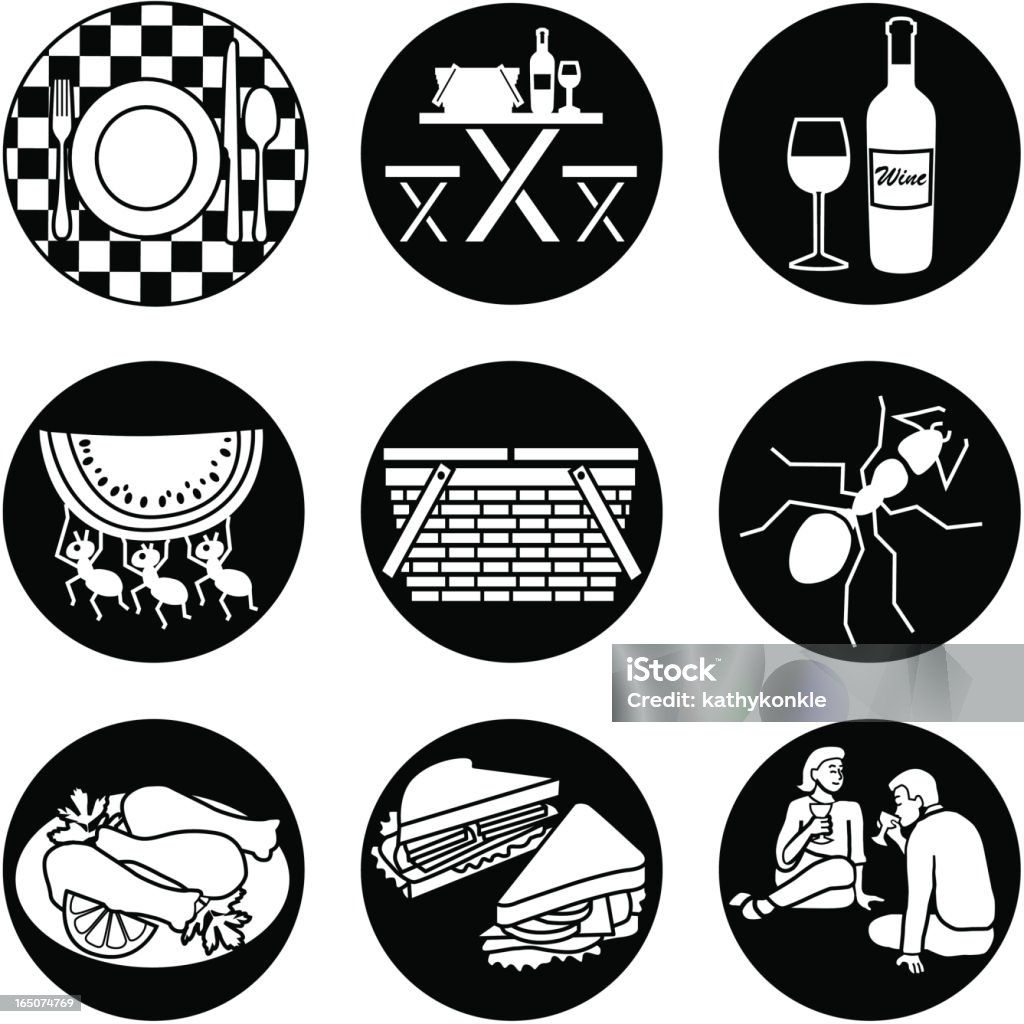 picnic reversed Vector icons of a picnic. Sandwich stock vector