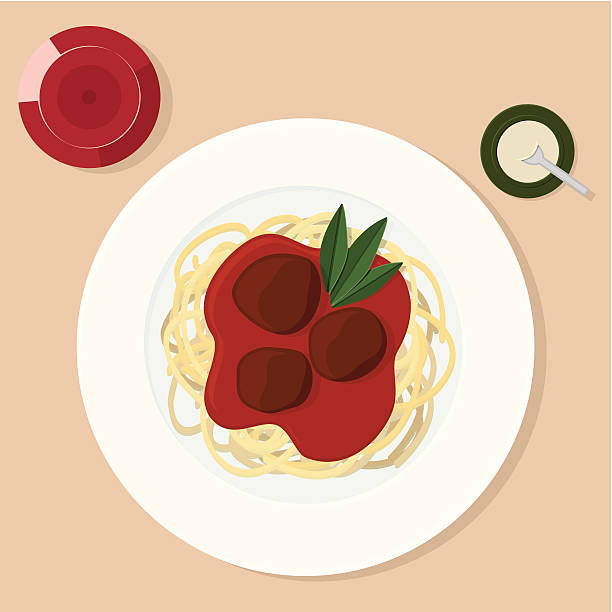 Spaghetti and Meatballs vector art illustration