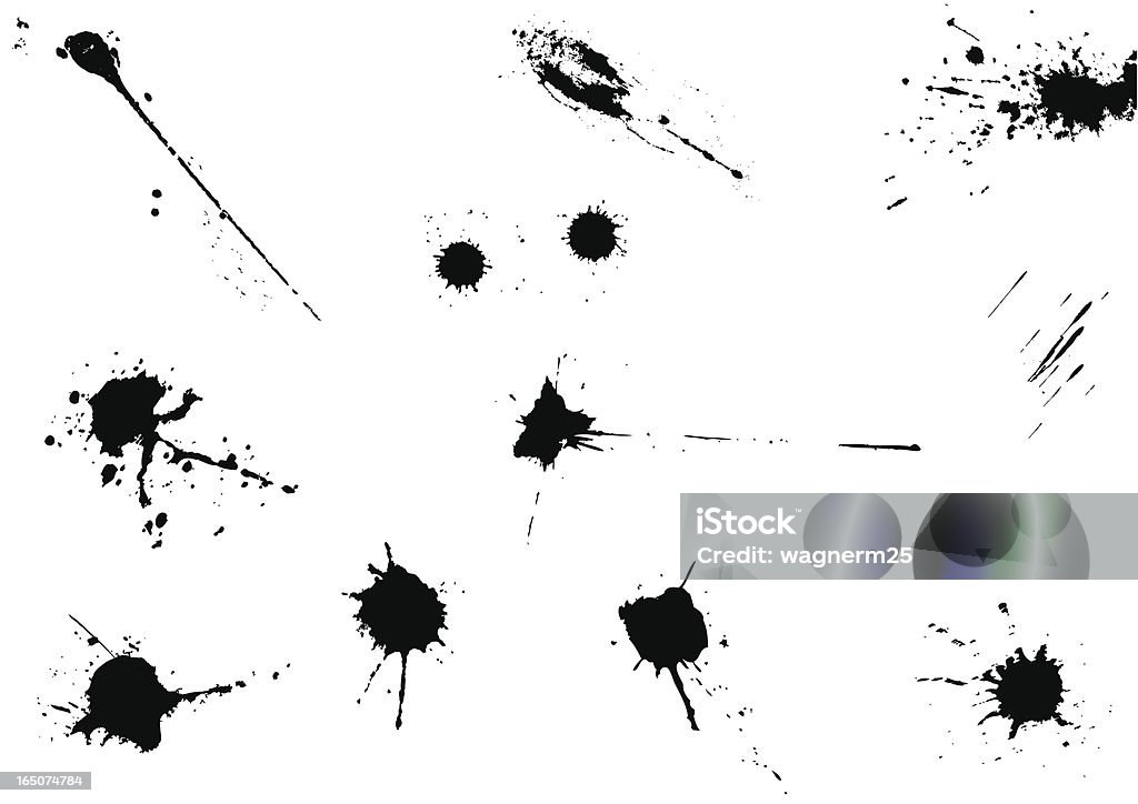 Vector conjunto de gotas de tinta preta - Royalty-free Borrifo arte vetorial