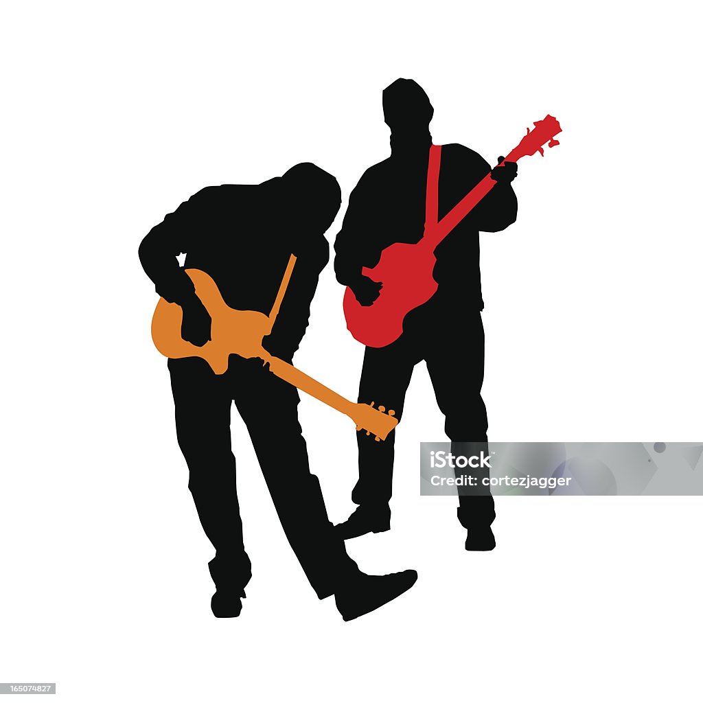 Bercement de la guitare Bass Duo Silhouettes (illustrations vectorielles - clipart vectoriel de Art du spectacle libre de droits