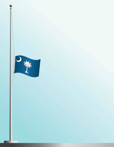 Flag of South Carolina at Half-Staff EPS, Layered PSD, High and Low-Resolution JPGs included. Flag of South Carolina flies at half-staff as a symbol of mourning flag half mast stock illustrations