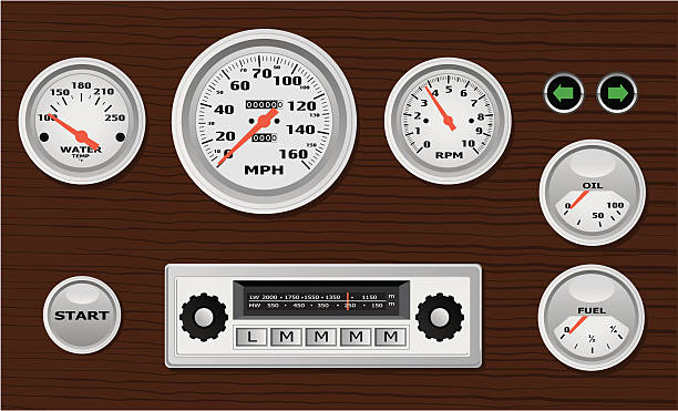 ilustrações, clipart, desenhos animados e ícones de vetor clássico painel - gauge radio meter retro revival