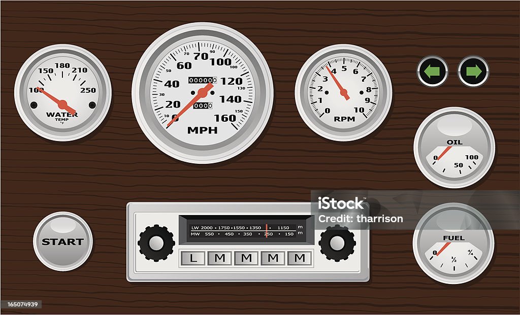 Vector Classic Dashboard A vector illustration of classic automobile dashboard components. Radio stock vector