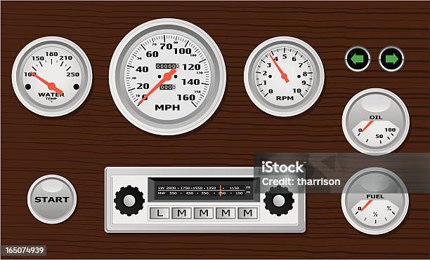 Vector Classic Dashboard Stock Illustration - Download Image Now - Radio, Retro Style, Gauge