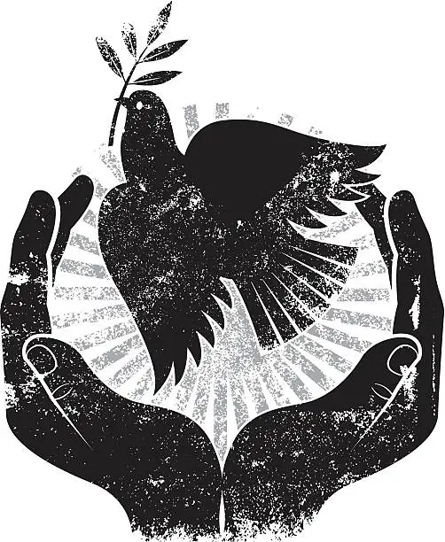 Vector illustration of Grunge bird of peace