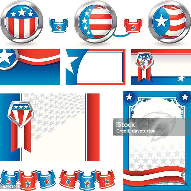 Elementy Patriotów - Stockowe grafiki wektorowe i więcej obrazów Insygnia prezydenckie - Insygnia prezydenckie, Amerykańska flaga, Dowcip rysunkowy