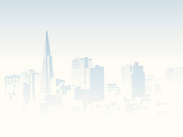 Foggy San Francisco vector art illustration