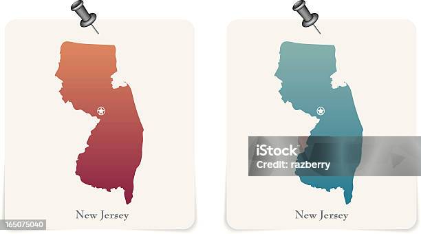 Stanowa New Jersey Czerwony I Niebieski Karty - Stockowe grafiki wektorowe i więcej obrazów Bez ludzi - Bez ludzi, Biały, Budynek kapitolu stanowego