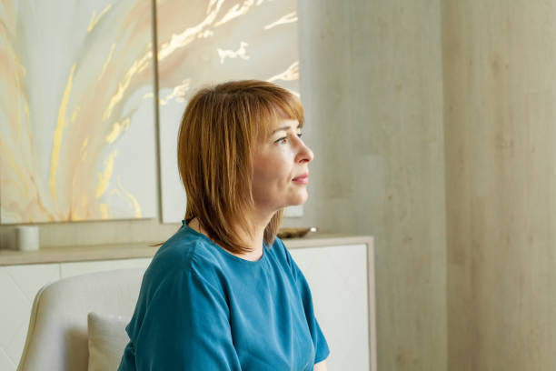 istock Redhead mature woman face, profile 1650750764