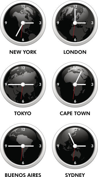 Clock Calendar Map 410+ Digital World Map With Time Zone Clocks Stock Photos, Pictures ...