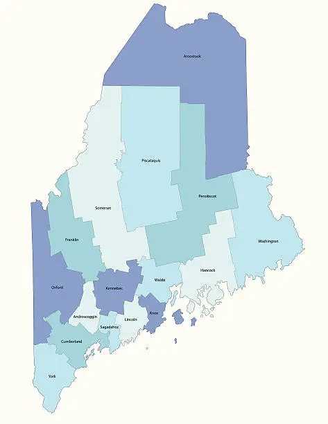 Vector illustration of Maine state - county map