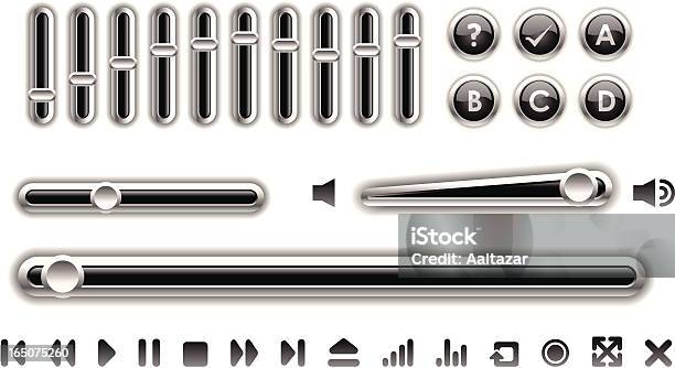 Czarne Elementy Sterujące - Stockowe grafiki wektorowe i więcej obrazów Ślizgać się - Ślizgać się, Kontrola, Panel kontrolny