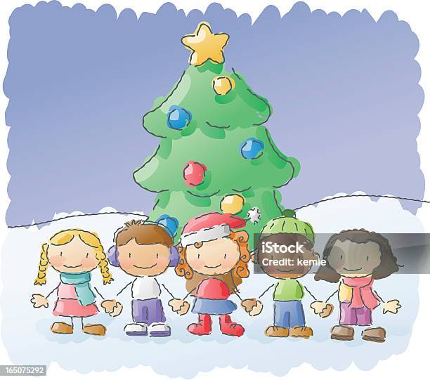 Scribbles クリスマスのお子様 - クリスマスのベクターアート素材や画像を多数ご用意 - クリスマス, 5人, アジアおよびインド民族