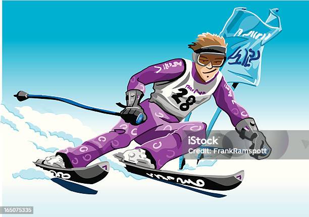 Vetores de Esquiador Violet e mais imagens de Corrida esportiva - Corrida esportiva, Esqui - Esqui e snowboard, Neve