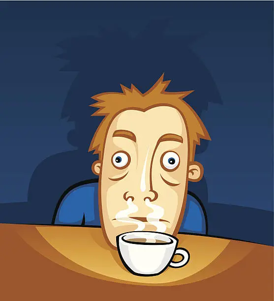 Vector illustration of tired... need coffee