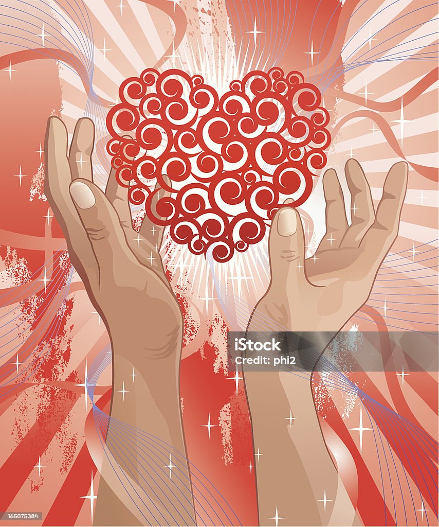 Stilisierte Rote Herzen von Lob Händen Vektor - Lizenzfrei Band Vektorgrafik