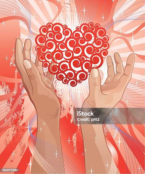 Stilisierte Rote Herzen Von Lob Händen Vektor Stock Vektor Art und mehr Bilder von Band - Band, Beten, Bildhintergrund