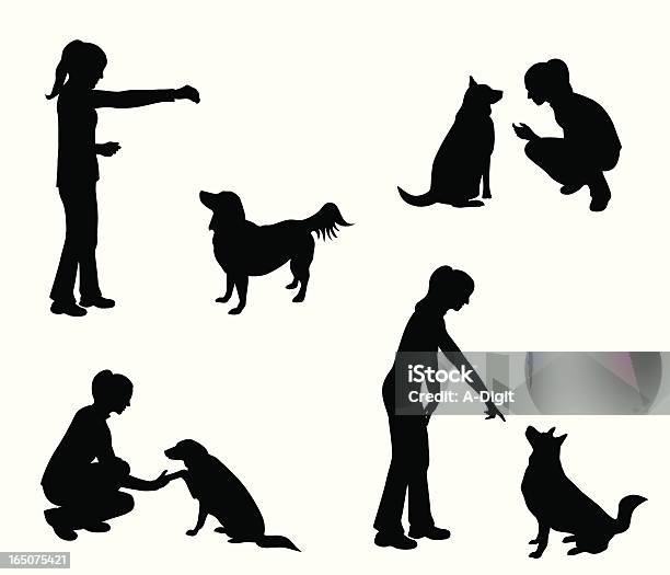 Dog Training Vector Silhouette Stock Illustration - Download Image Now - Dog, Obedience Training, Pet Owner