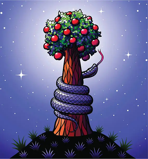 Vector illustration of Tree of Knowledge Good and Evil