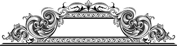 nagłówek scrollwork - gothic style scroll floral pattern victorian style stock illustrations