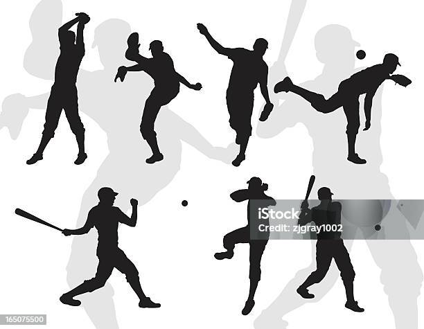 Baseball Silhouettes Stock Illustration - Download Image Now - Baseball Player, In Silhouette, Baseball - Ball