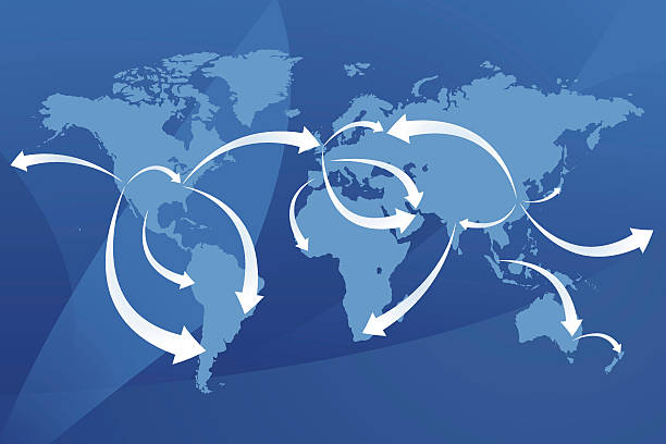 ilustrações, clipart, desenhos animados e ícones de mapa-múndi/economias - finance global communications global business home finances