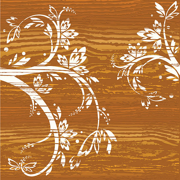 Painted Vines on Wood Painted Floral on Wood faux wood stock illustrations