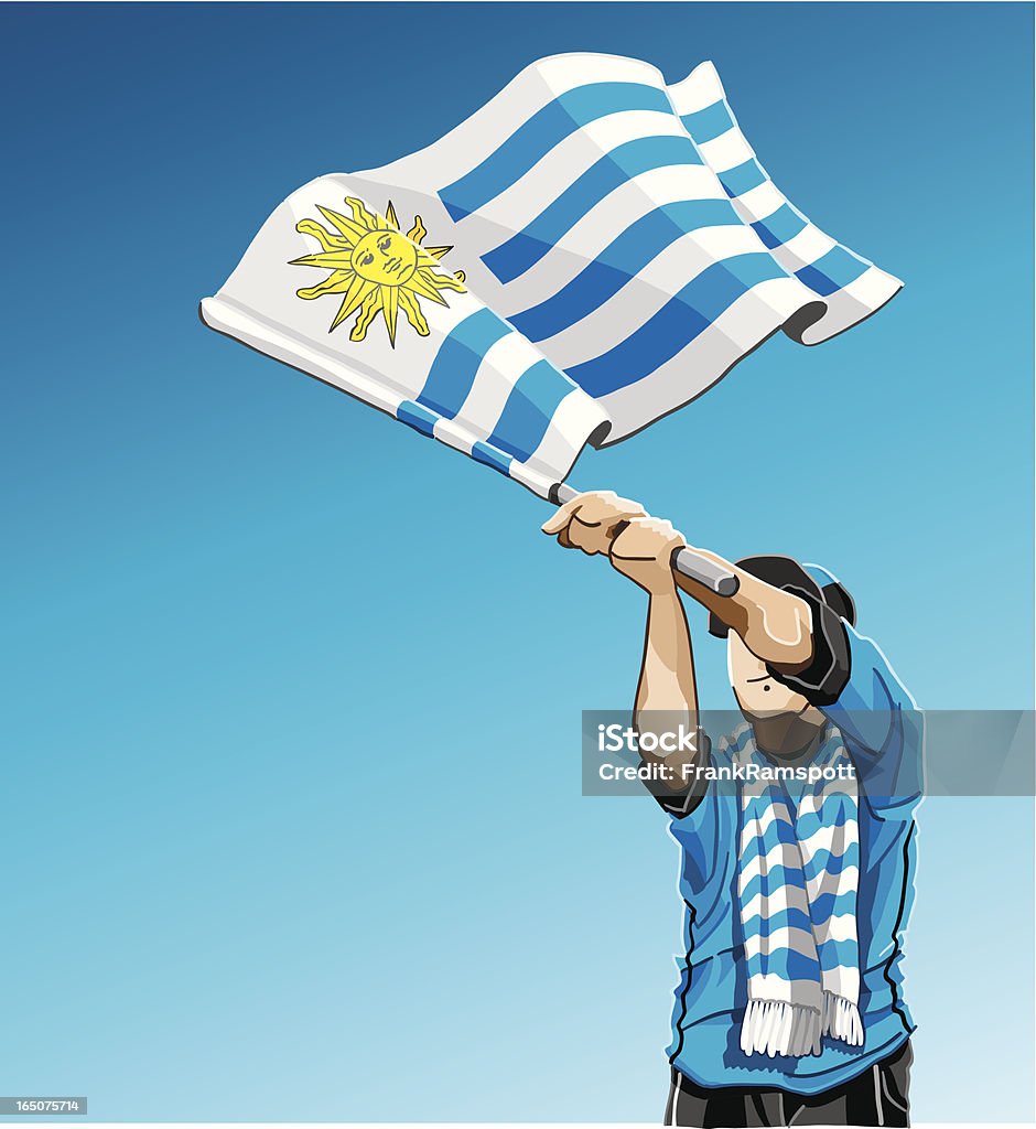 Fã de Futebol do Uruguai Bandeira Acenando - Royalty-free Fã arte vetorial