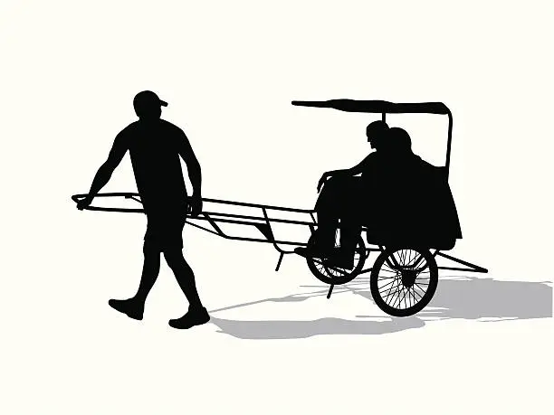 Vector illustration of Fundraiser Rickshaw Vector Silhouette