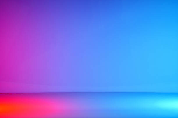 istock Empty background for product presentation in red and blue neon lighting. Minimalist colorful backdrop 1650757224