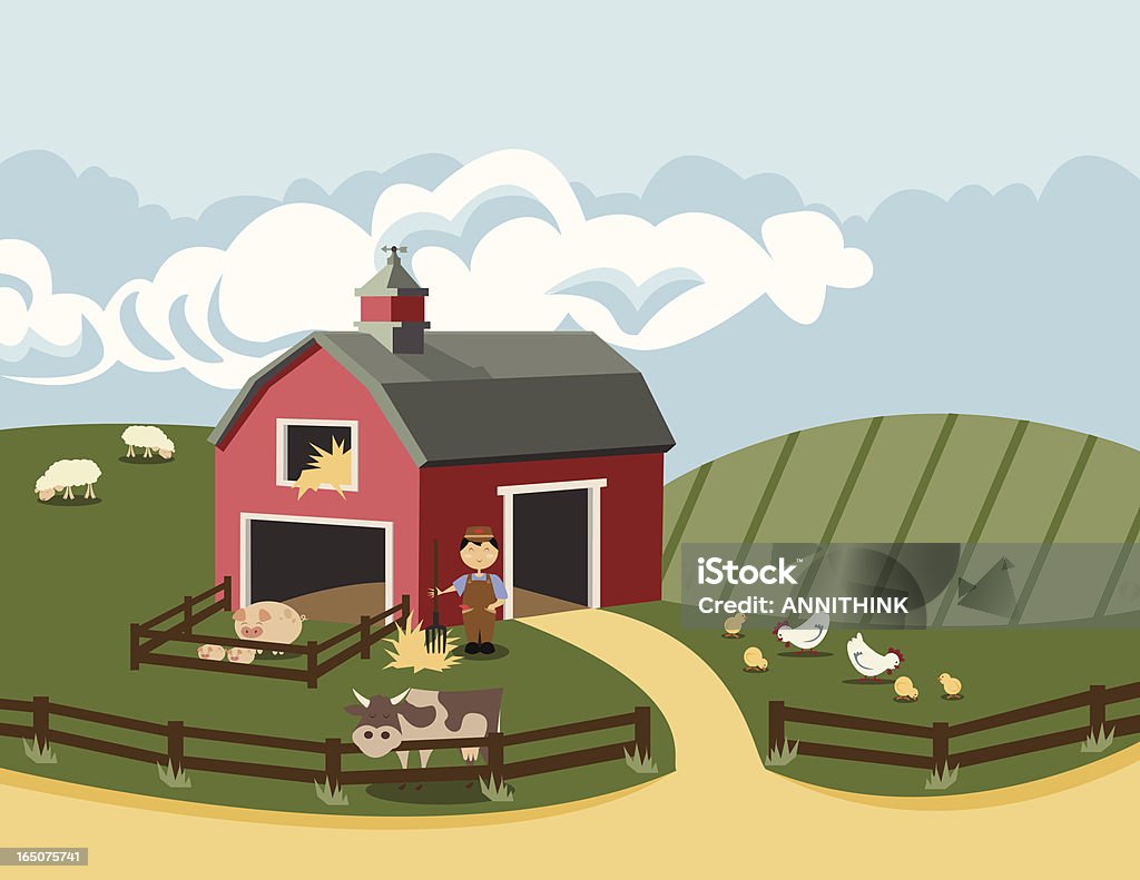 En la granja - arte vectorial de Oveja - Mamífero ungulado libre de derechos