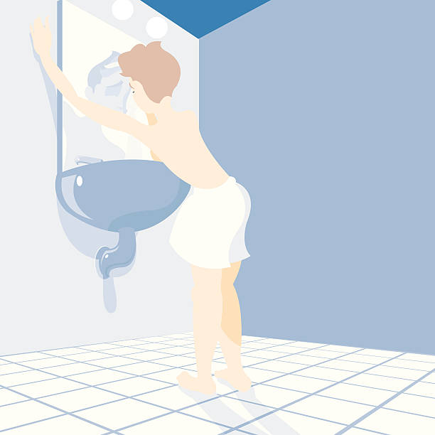Chłopiec w łazience – artystyczna grafika wektorowa